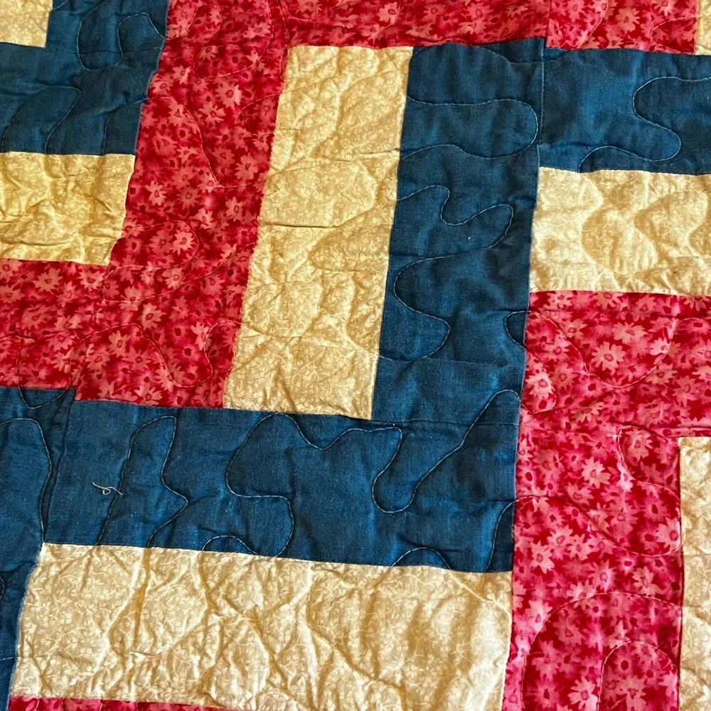 Beautiful handmade quilt-blue, pink, white